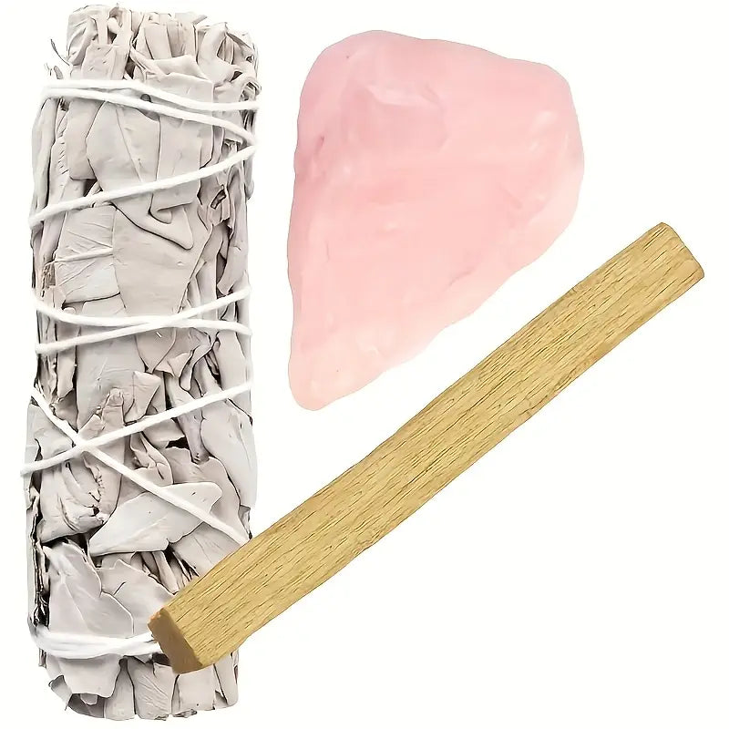 Trio Sacré – Sauge Blanche, Palo Santo & Pierre Naturelle (10 cm)
