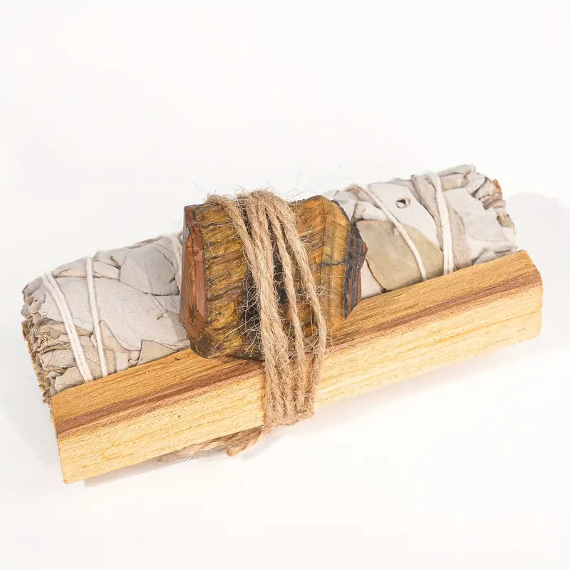 Trio Sacré – Sauge Blanche, Palo Santo & Pierre Naturelle (10 cm)